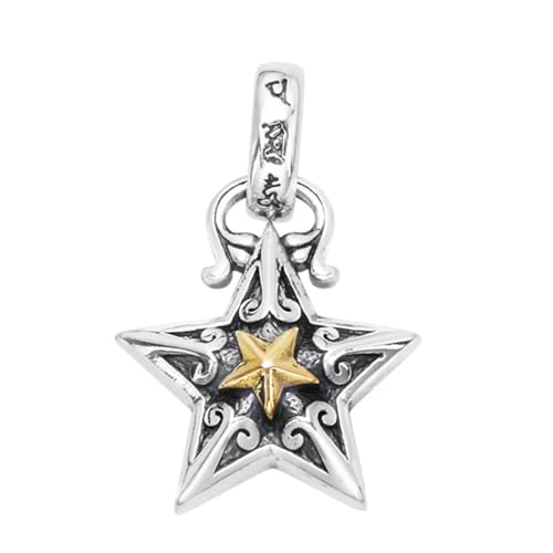 TYMONT S925 Sterling Silber Dreidimensionalen Pentagramm Anhänger, Männer Und Frauen Persönlichkeit Hundert Passenden Sterling Silber Stern Anhänger Halskette,Silber,Single Pendant von TYMONT