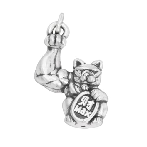 TYMONT S925 Sterling Silber Einhorn Arm Glück Katze Anhänger, Männer Und Frauen Personalisierte Mode Hundert Passende Sterling Silber Anhänger Halskette,Silber,Pendant + Chain 65cm von TYMONT