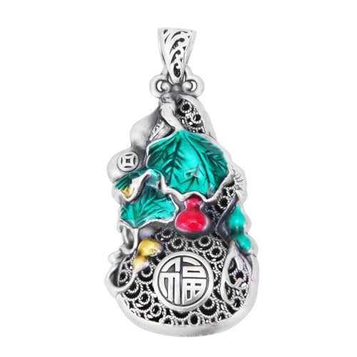 TYMONT S925 Sterling Silber Fulu Blue Kürbis Anhänger, Frauen Ethnische Stil Mode Vielseitige Sterling Silber Anhänger Halskette,Silber,Pendant + Chain 70cm von TYMONT