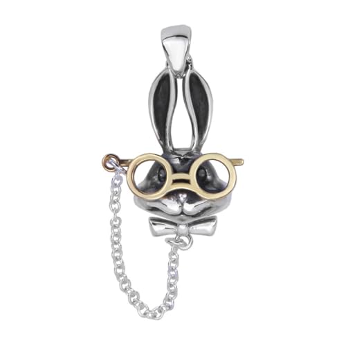 TYMONT S925 Sterling Silber Gentleman Kaninchen Anhänger, Männer Und Frauen Personalisierte Mode Hundert Passende Sterling Silber Anhänger Halskette,Silber,Pendant + Chain 55cm von TYMONT