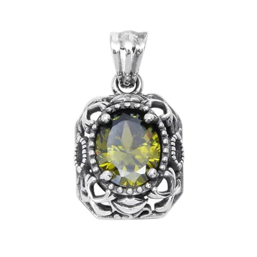 TYMONT S925 Sterling Silber Grün Zirkon Hohlen Quadratischen Anhänger, Männer Und Frauen Personalisierte Mode Hundert Passende Sterling Silber Anhänger Halskette,Silber,Pendant + Chain 70cm von TYMONT