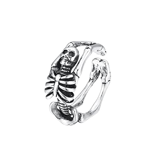 TYMONT S925 Sterling Silber Herren Totenkopf Ring Mit Live-Entlüftung Vintage Personalisierten Ring,Silber,8 von TYMONT