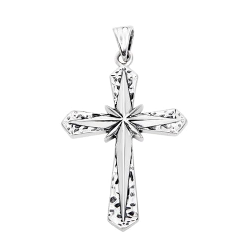 TYMONT S925 Sterling Silber Hexagramm Kreuz Anhänger, Männer Und Frauen Personalisierte Sterling Silber Anhänger Halskette,Silber,Pendant + Chain 60cm von TYMONT