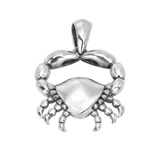 TYMONT S925 Sterling Silber Kleine Krabbe Anhänger, Männer Und Frauen Personalisierte Mode Hundert Passende Sterling Silber Anhänger Halskette,Silber,Pendant + Chain 60cm von TYMONT