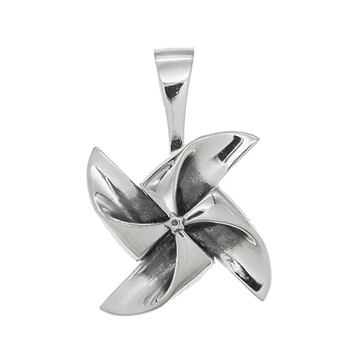 TYMONT S925 Sterling Silber Paar Drehbare Windmühle Anhänger, Männer Und Frauen Modelle Personalisierte Vielseitige Silber Anhänger Halskette,Silber,Pendant + Chain 60cm von TYMONT