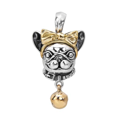 TYMONT S925 Sterling Silber Personalisierte Farbe Blocking Puppy Anhänger, Männer Und Frauen Modische Hip Hop Sterling Silber Anhänger Halskette,Silber,Pendant + Chain 50cm von TYMONT