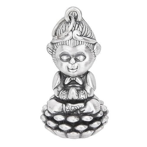 TYMONT S925 Sterling Silber Q Edition Dou Sheng Buddha Anhänger, Männer Und Frauen Personalisierte Mode Vielseitige Sterling Silber Anhänger Halskette,Silber,Pendant + Chain 60cm von TYMONT
