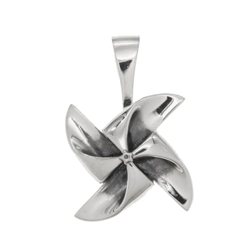 TYMONT S925 Sterling Silber Rotierende Windmühle Anhänger, Männer Und Frauen Paare Mode Hundert Passenden Sterling Silber Anhänger Halskette,Silber,Pendant + Chain 70cm von TYMONT