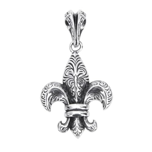 TYMONT S925 Sterling Silber Tang Gras Muster Iris Kreuz Blume Anhänger, Männer Und Frauen Personalisierte Mode Vielseitige Sterling Silber Anhänger Halskette,Silber,Pendant + Chain 70cm von TYMONT