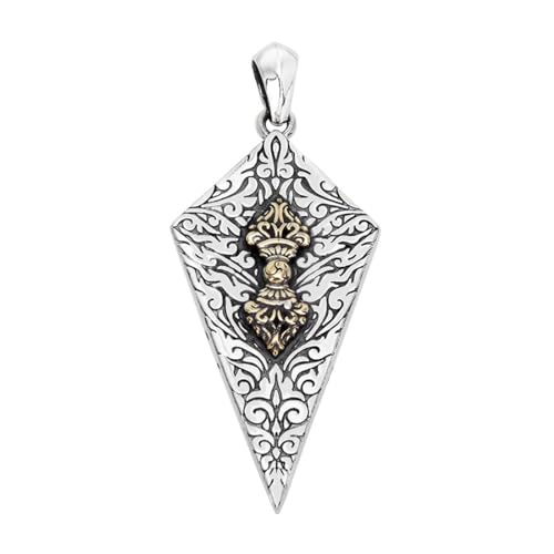 TYMONT S925 Sterling Silber Vajra Pestle Pfeilspitze Anhänger, Personalisierte Hip Hop Sterling Silber Anhänger Halskette Für Männer Und Frauen,Silber,Pendant + Chain 60cm von TYMONT