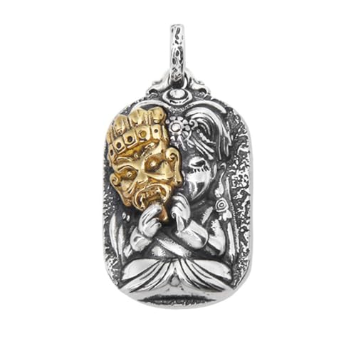TYMONT S925 Sterling Silber Zakiram Tibetische Göttin Des Reichtums Anhänger, Männer Und Frauen Personalisierte Mode Vielseitige Sterling Silber Anhänger Halskette,Silber,Pendant + Chain 55cm von TYMONT