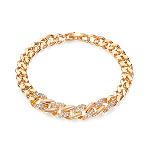 TYMONT Vergoldetes Armband Mit Kubanischer Kette Für Damen, Gothic-Link-Intarsien-Zirkon-Armband, Versprochenes Jubiläums-Geburtstagsgeschenk von TYMONT