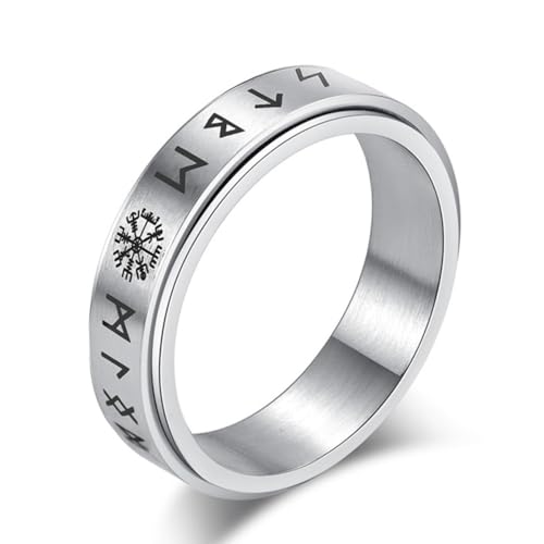 TYMONT Viking Ringe Für Männer Und Frauen, Loon Symbol Schneeflocke Logo Edelstahlring,Silber,10 von TYMONT