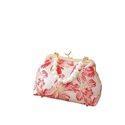 Banketttasche Stickerei Perlengriff Umhängetasche Hohe Kapazität Trendy Kosmetiktasche for Damen(Color-04) von TYNXK