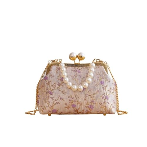 Banketttasche Stickerei Perlengriff Umhängetasche Hohe Kapazität Trendy Kosmetiktasche for Damen(Color-06) von TYNXK