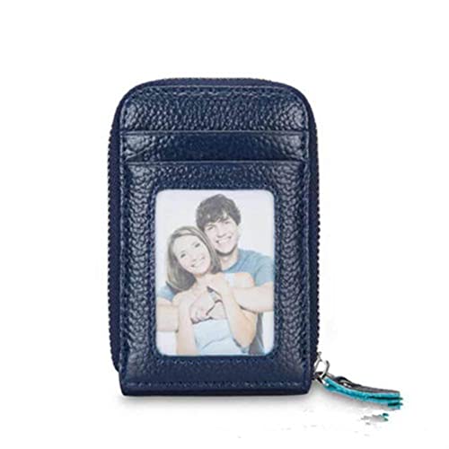 Brieftasche Herren Brieftasche echter Leder -Kreditkartenhalter blockieren Reißverschluss Pocket Männer Tasche Portemonnaie (Color : Blue) von TYNXK