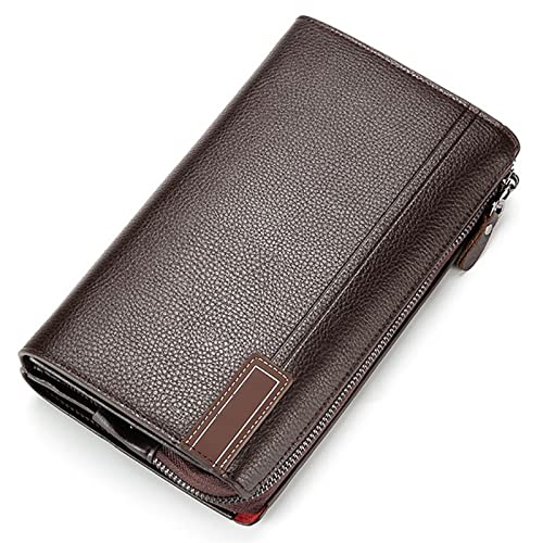 Brieftasche Männer Clutch -Tasche große Kapazität Männer Brieftaschen Handy Taschenpackung Pocket Pocket Multifunktions Brieftasche for Männer Portemonnaie (Color : Brown) von TYNXK