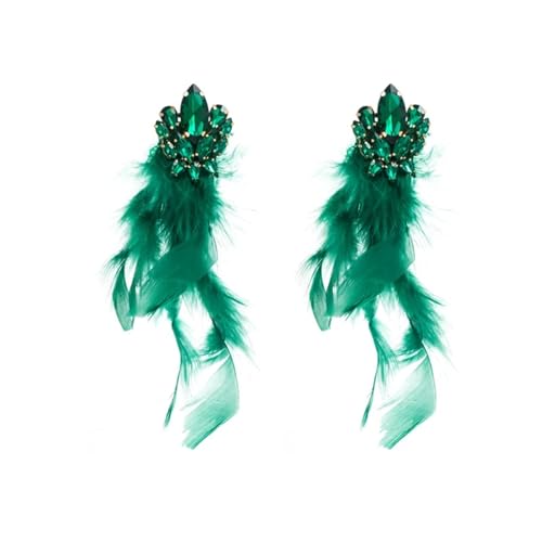 Fashion Statement Fuchsia Feder Ohrringe for Frauen lange hängende Quaste Prom Schmuck(Color-03) von TYNXK