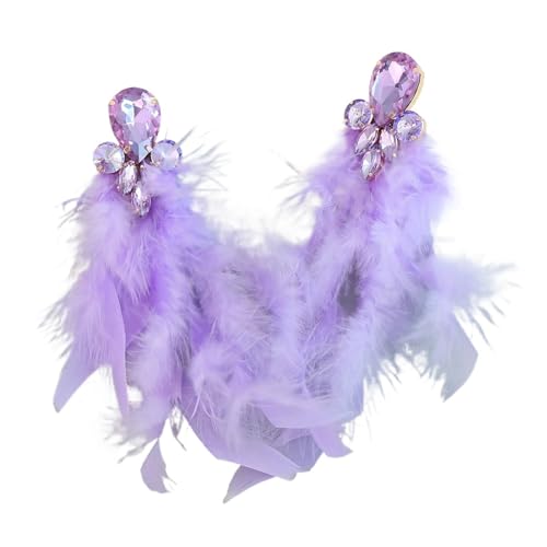 Fashion Statement Fuchsia Feder Ohrringe for Frauen lange hängende Quaste Prom Schmuck(Color 11) von TYNXK