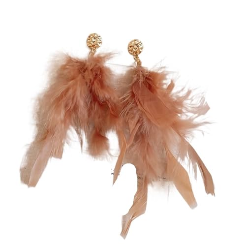 Feder Ball Perle Ohrringe Süße Mode Licht Luxus Herbst Und Winter Frauen(Coffee) von TYNXK