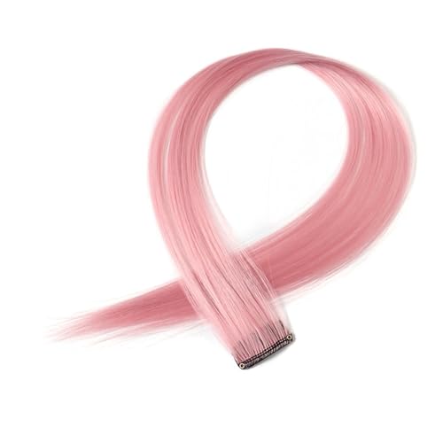 Federhaarverlängerungs 5 Stück Haarverlängerungen, gerade Fransen, Kunsthaar, natürliche Farbe, Clip-on-Haarteile, synthetische Haarspangen, Verlängerung for Frauen Farbige Haarverlängerung (Color : von TYNXK