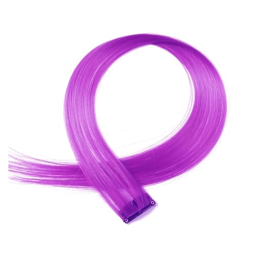 Federhaarverlängerungs 5 Stück Haarverlängerungen, gerade Fransen, Kunsthaar, natürliche Farbe, Clip-on-Haarteile, synthetische Haarspangen, Verlängerung for Frauen Farbige Haarverlängerung (Color : von TYNXK