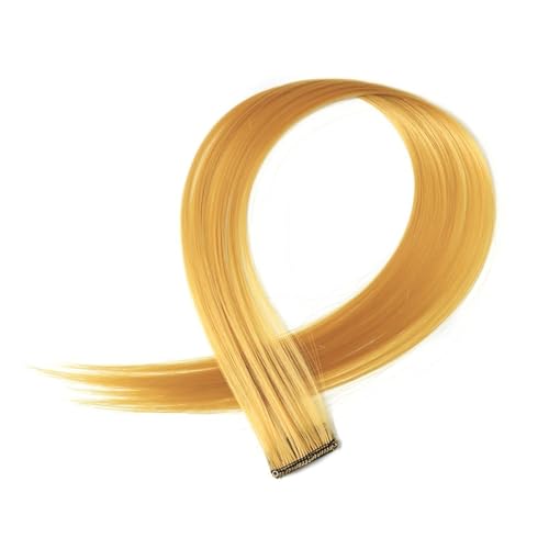 Federhaarverlängerungs 5 Stück Haarverlängerungen, gerade Fransen, Kunsthaar, natürliche Farbe, Clip-on-Haarteile, synthetische Haarspangen, Verlängerung for Frauen Farbige Haarverlängerung (Color : von TYNXK