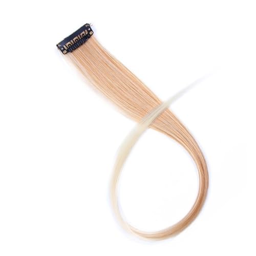 Federhaarverlängerungs 5 Stück synthetische Haarverlängerungen mit Clips, hitzebeständig, glattes Haar, Farbe gefärbt, schwarze Haarspange for Damen Farbige Haarverlängerung (Color : 20, Size : 20in von TYNXK