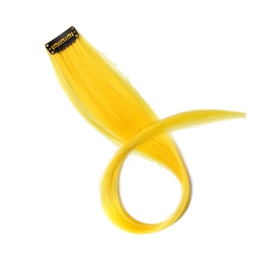 Federhaarverlängerungs 5 Stück synthetische Haarverlängerungen mit Clips, hitzebeständig, glattes Haar, Farbe gefärbt, schwarze Haarspange for Damen Farbige Haarverlängerung (Color : 32, Size : 20in von TYNXK