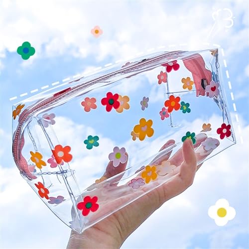 FedermäPpchen 2 PCS Big wasserdichte transparente Bleistiftkoffer PVC Briefpapiergeschenke Girls Studenten Bleistiftbeutel Make -up Kosmetikbeutel Reisetaschen Reisetaschen Pencil Case ( Color : B ) von TYNXK