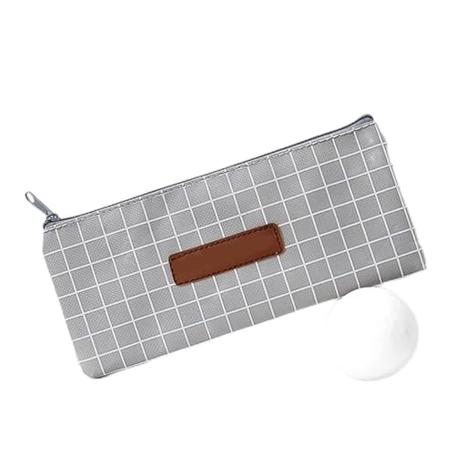 FedermäPpchen Kurze Stil Geometrie Grid Dot Student Bleistift Fall Schule Stift Fall for Mädchen Jungen Schreibwaren Leinwand Große Bleistift Tasche Pencil Case (Color : Grey-b) von TYNXK