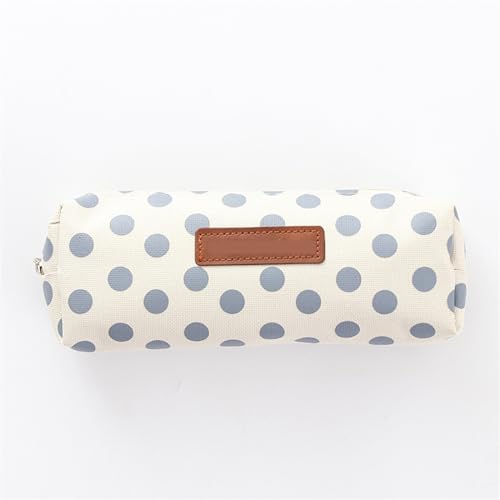 FedermäPpchen Kurze Stil Geometrie Grid Dot Student Bleistift Fall Schule Stift Fall for Mädchen Jungen Schreibwaren Leinwand Große Bleistift Tasche Pencil Case (Color : White Blue-a) von TYNXK