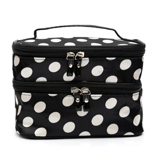 Kosmetiktasche Frauen Doppelschicht Kosmetiktasche Reise Funktionelle Reißverschluss Make-Up Case Make up Taschen Organizer Aufbewahrungstasche Kulturbeutel Schminktasche (Color : White) von TYNXK