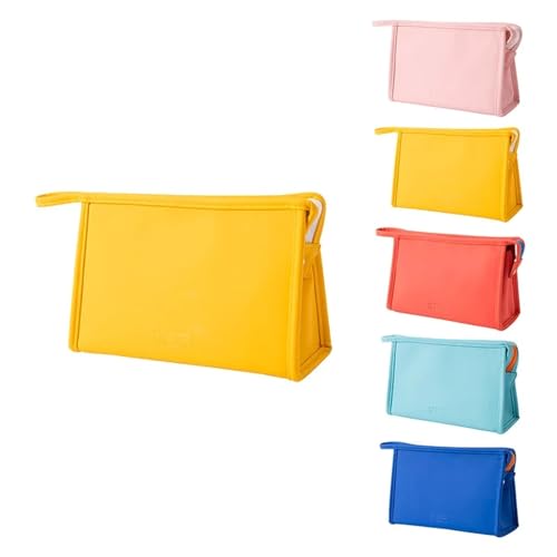 Kosmetiktasche Pu. Kosmetiktasche Aktentasche Aufbewahrungstasche Süßigkeiten Farbe Kosmetische Aufbewahrungstasche Schminktasche (Color : Yellow) von TYNXK