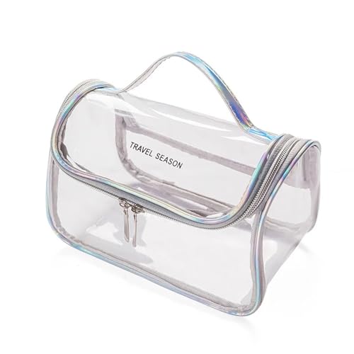 Kosmetiktasche Reisen transparente Kosmetiktaschen PVC Frauen Reißverschluss Klare Make-up-Taschen Beauty Case Make-up Organizer Aufbewahrungsbad Kilometer Waschbeutel Schminktasche (Color : A) von TYNXK