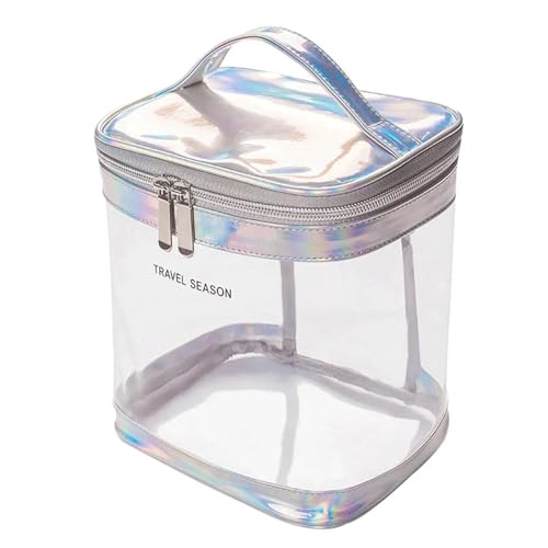 Kosmetiktasche Reisen transparente Kosmetiktaschen PVC Frauen Reißverschluss Klare Make-up-Taschen Beauty Case Make-up Organizer Aufbewahrungsbad Kilometer Waschbeutel Schminktasche (Color : C) von TYNXK