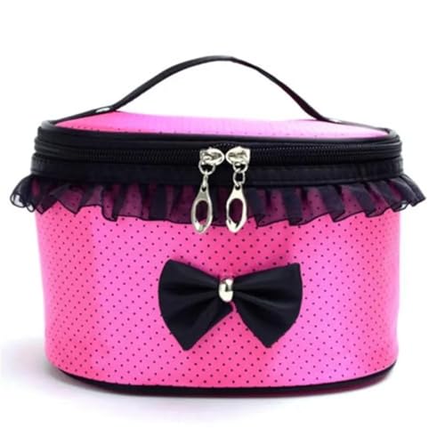 Kosmetiktasche Tragbare Make-up-Tasche Bowknot Dots Toilette Spitze Kosmetik Organizer Halter Handtasche Weibliche Lagerung Make-up-Fälle Schminktasche (Color : 2) von TYNXK