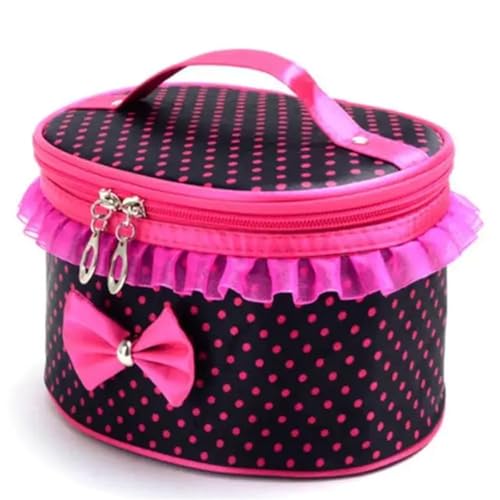 Kosmetiktasche Tragbare Make-up-Tasche Bowknot Dots Toilette Spitze Kosmetik Organizer Halter Handtasche Weibliche Lagerung Make-up-Fälle Schminktasche (Color : 3) von TYNXK