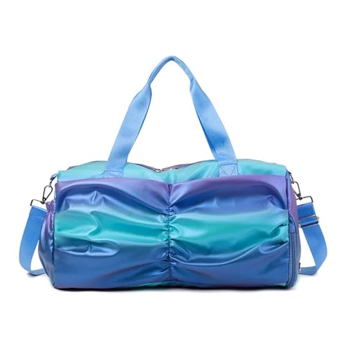 Reisetasche Colorful Women Gym Bag Travel Fitness Bags for Shoes Outdoor Shoulder Sports Student Bag Daily Dry Wet Handbags Travel Duffel Bag (Color : Blue) von TYNXK