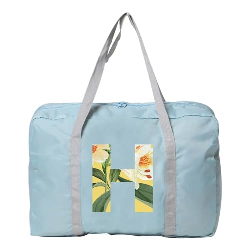 Reisetasche Damen-Reisetasche, faltbar, Reisetasche, Tragetasche, Handgepäck, Sport-Reisetasche, Weekender, Übernachtung, Blumenmuster-Druck Travel Duffel Bag (Color : 5floral H) von TYNXK