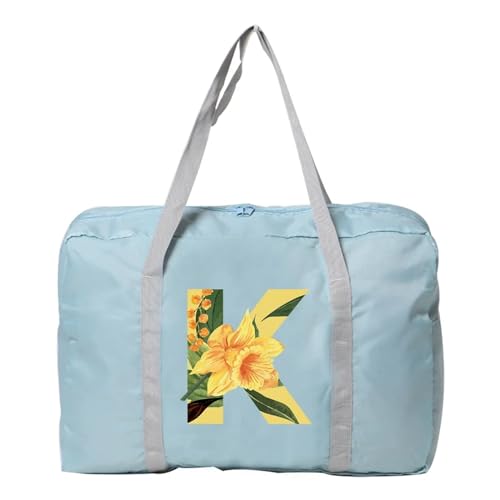 Reisetasche Damen-Reisetasche, faltbar, Reisetasche, Tragetasche, Handgepäck, Sport-Reisetasche, Weekender, Übernachtung, Blumenmuster-Druck Travel Duffel Bag (Color : 5floral K) von TYNXK