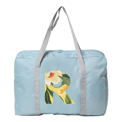 Reisetasche Damen-Reisetasche, faltbar, Reisetasche, Tragetasche, Handgepäck, Sport-Reisetasche, Weekender, Übernachtung, Blumenmuster-Druck Travel Duffel Bag (Color : 5floral R) von TYNXK