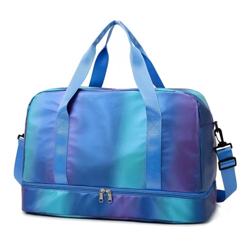 Reisetasche Frauen Sporttasche Reise Fitness Taschen for Schuhe Outdoor Schulter Sporttasche Täglich Trocken Nass Handtaschen Travel Duffel Bag (Color : Blue) von TYNXK