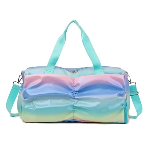 Reisetasche Regenbogen Bunte Sporttasche Damen Handtaschen Reisen Fitness Sport Mädchen Seesack Yoga Schuhe Umhängetasche Wasserdicht Trocken Nass Tasche Travel Duffel Bag (Color : Green) von TYNXK