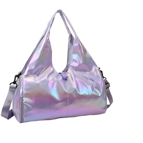 Reisetasche Women Gym Satchel Bag Large Capacity Pearlescent Sports Storage Bag Waterproof Multipocket Dry Wet Separation Outdoor Simple Bag Travel Duffel Bag (Color : Purple) von TYNXK