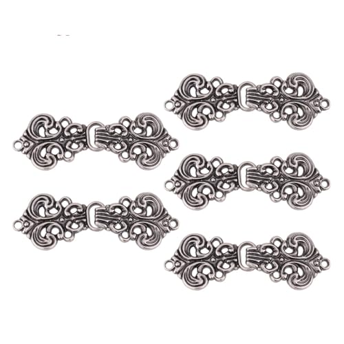 Schal-Strickjacken-Clips 5 Paar Vintage-Swirl-Schnalle, Umhang-Verschluss, Knöpfe, for Aufnähen, Haken und Öse, Broschen-Clip Schal-Schnalle (Color : Type A Light Black) von TYNXK