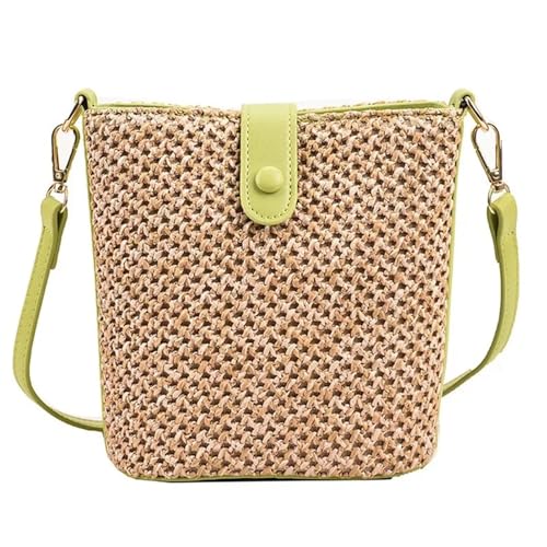 TYNXK 1PCS Ladies Summer Woven Small Bag Fashion Shoulder Zip Wallet Casual Woven Crossbody Shoulder Bag Beach Bag(Green) von TYNXK