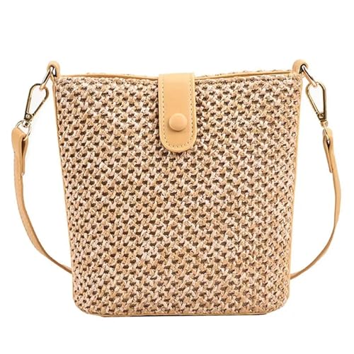TYNXK 1PCS Ladies Summer Woven Small Bag Fashion Shoulder Zip Wallet Casual Woven Crossbody Shoulder Bag Beach Bag(Yellow) von TYNXK