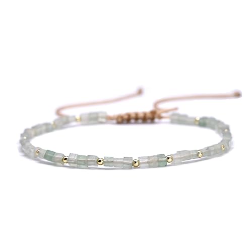 TYNXK 2mm Steinperlen geflochtene Armbänder kleines quadratisches Karneolarmband for Frauen handgefertigt gewebt(Color-04) von TYNXK