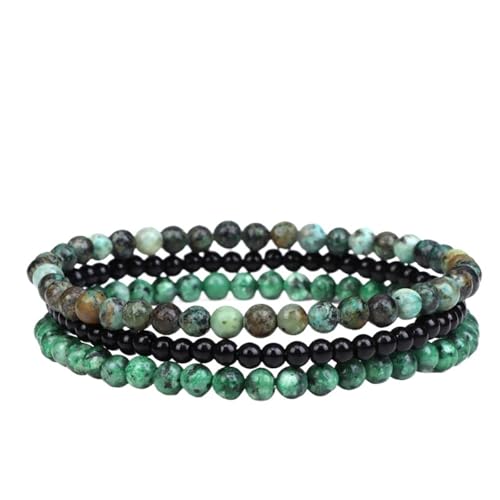 TYNXK 3 stücke Amethysten Lila Achate Elastische Armbänder for Frauen Männer Stein Schwarz 4mm Perlen Armband Set Schmuck(17cm,Color-08) von TYNXK